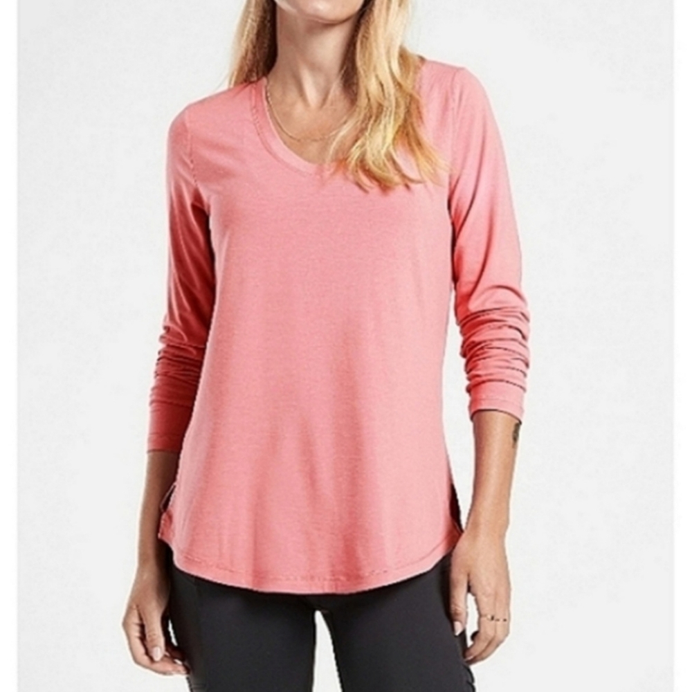 Athleta Essential Modal Blend V Neck Basic Pink T… - image 1